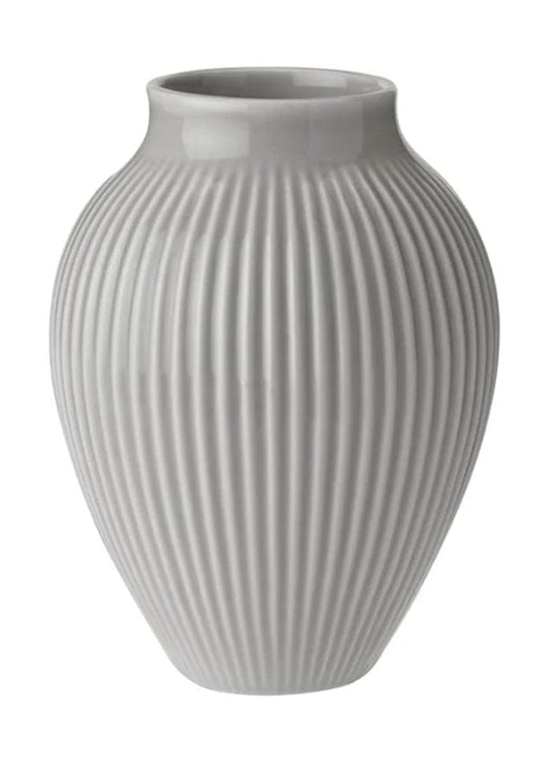 Knabstrup -Keramik -Vase mit Rillen H 12,5 cm, Grau