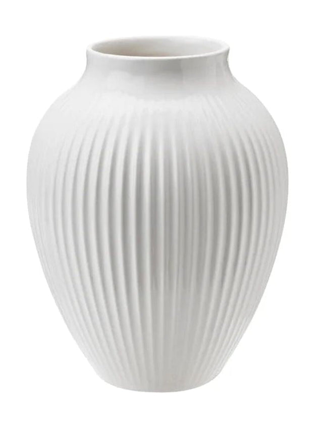 Vase Keramik Knabstrup avec rainures h 12,5 cm, blanc