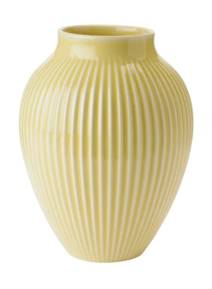 Jarrón Knabstrup Keramik con ranuras H 20 cm, amarillo