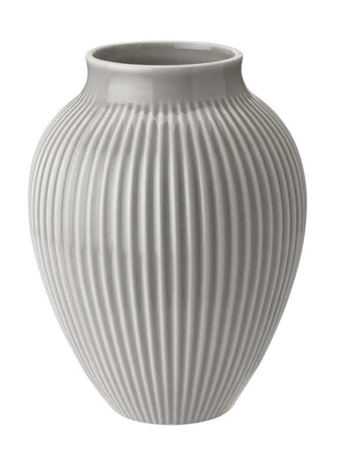 Knabstrup -Keramik -Vase mit Grooves H 20 cm, grau