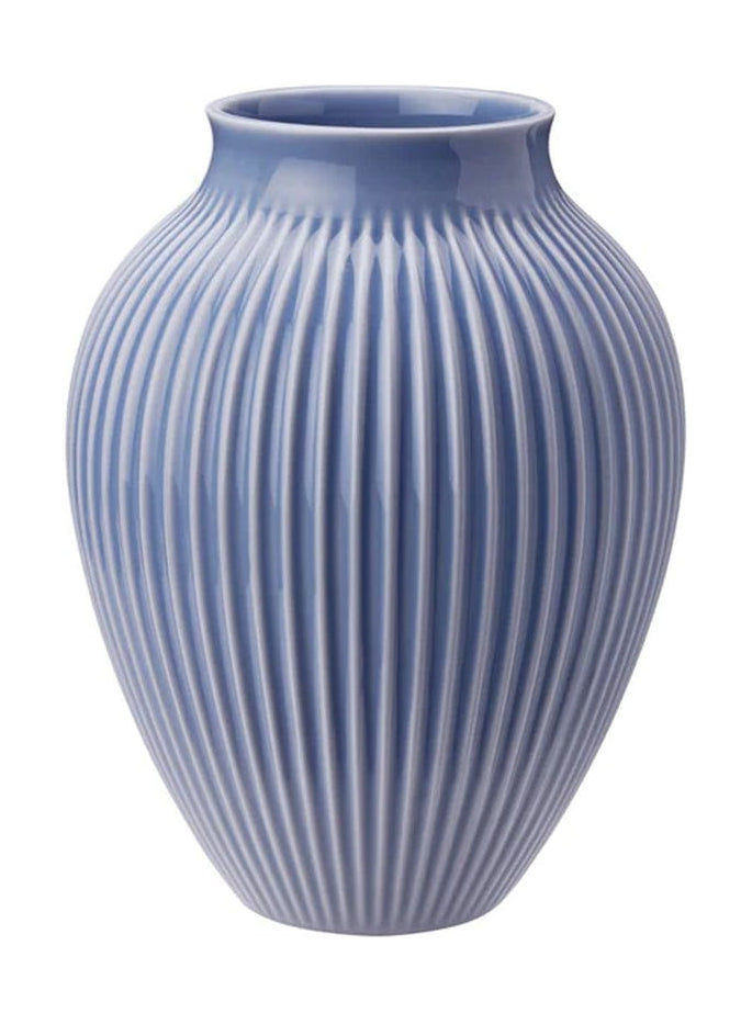 Knabstrup Keramik -Vase mit Grooves H 20 cm, Lavendelblau