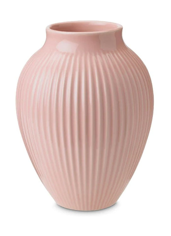 Knabstrup Keramik Vase mit Grooves H 20 cm, rosa