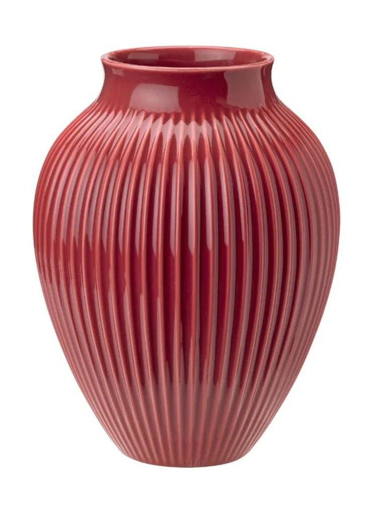 Knabstrup Keramik Vase mit Grooves H 27 cm, Bordeaux