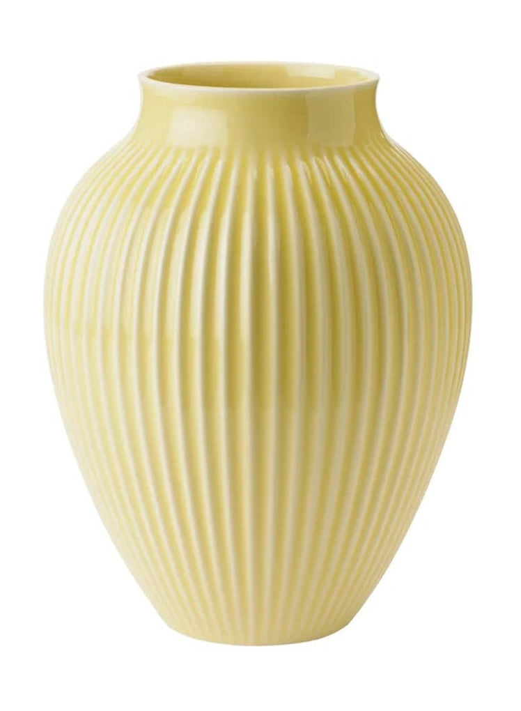 Knabstrup Keramik Vase With Grooves H 27 Cm, Yellow