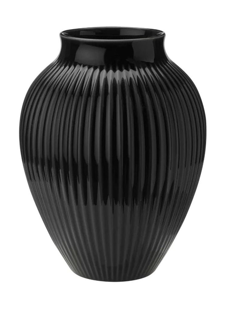 Vase keramik knabstrup avec rainures h 27 cm, noir