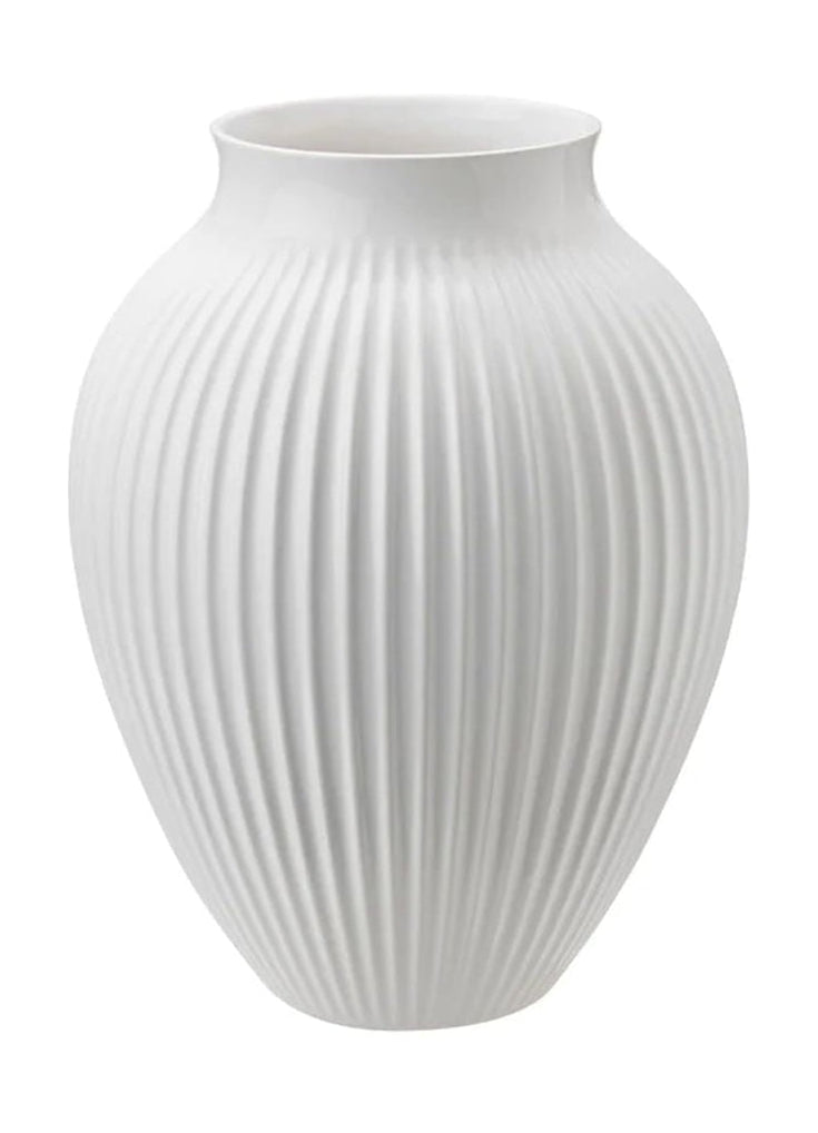 Knabstrup Keramik Vase mit Grooves H 27 cm, weiß