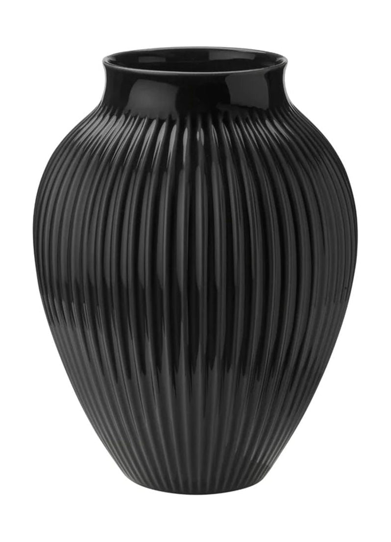 Knabstrup Keramik -Vase mit Grooves H 35 cm, schwarz