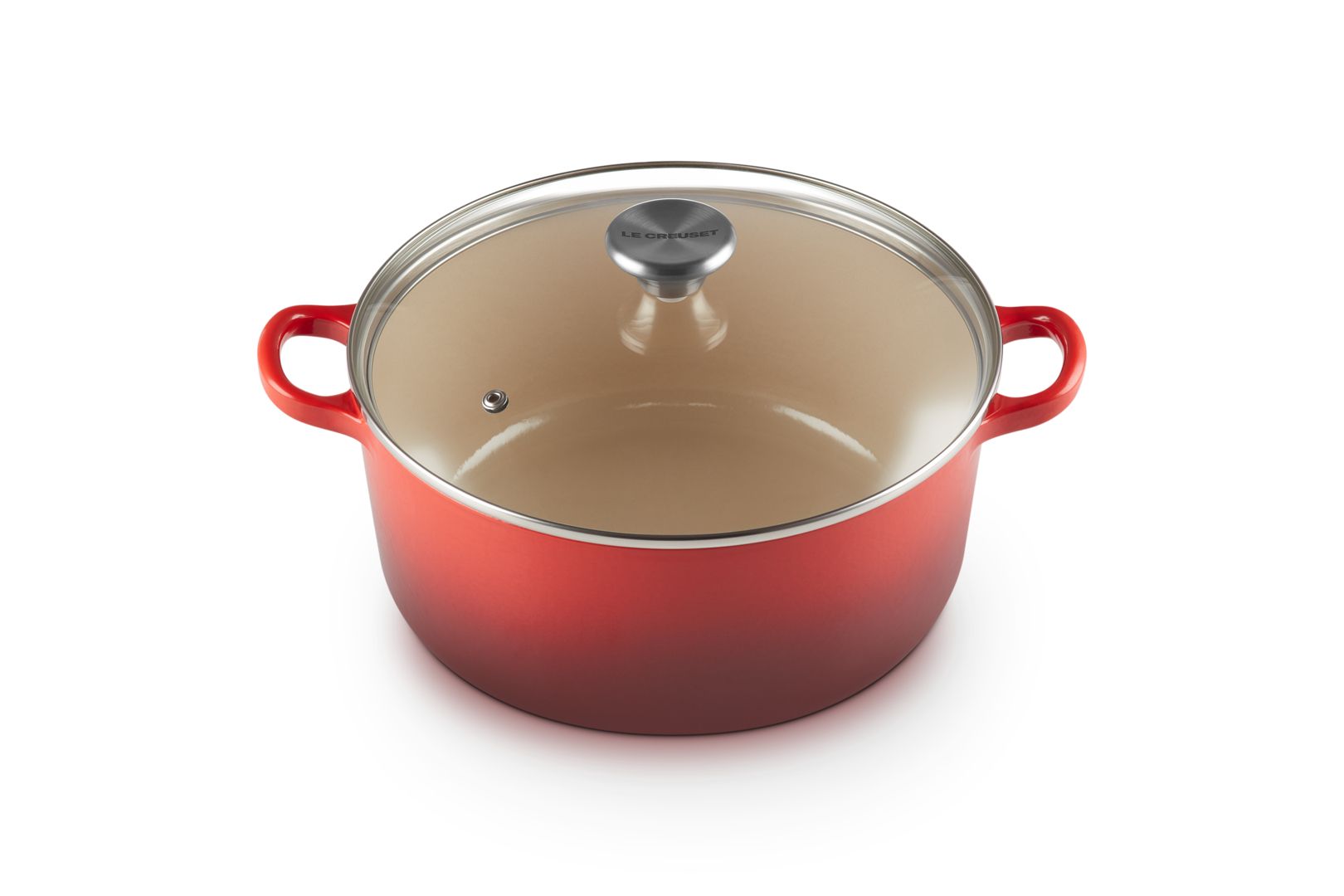 Le Creuset Cazola redonda con tapa de vidrio 24 cm, volcánica