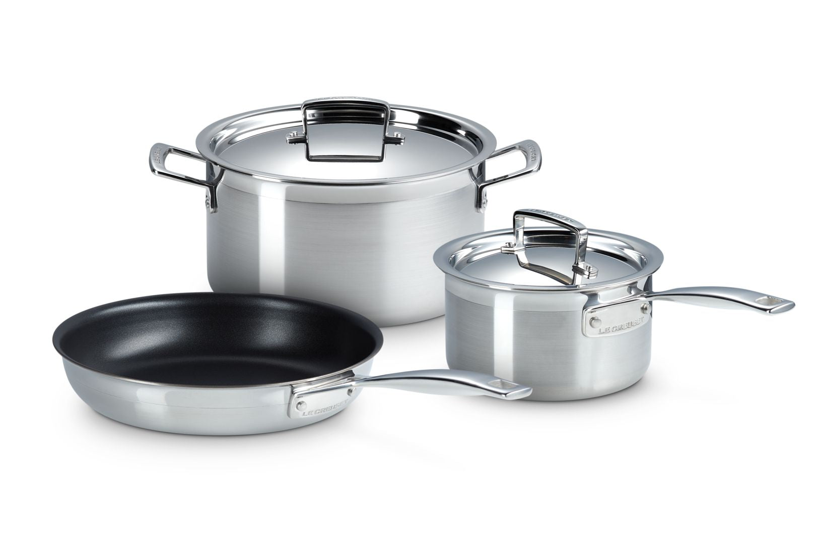 Ensemble de vaisseaux de cuisine Le Creuset 3 pièces, acier inoxydable