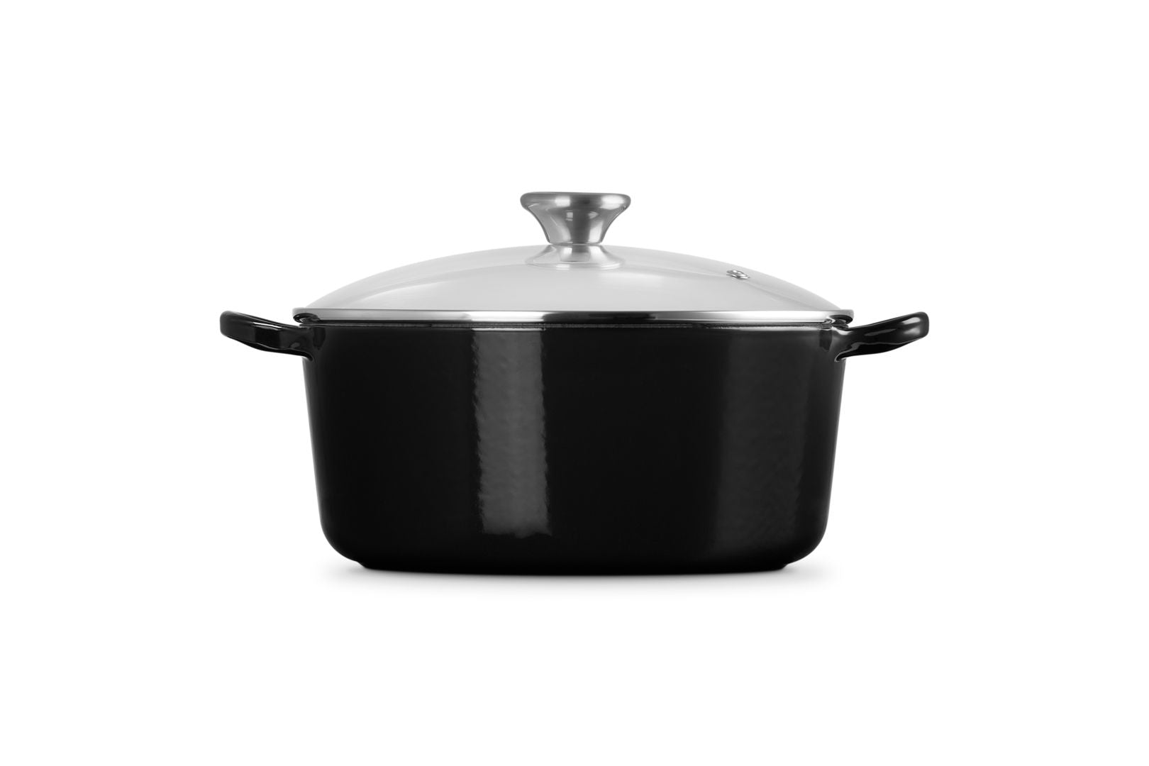 Casserole rond du Creuset avec couvercle en verre 24 cm, onyx noir