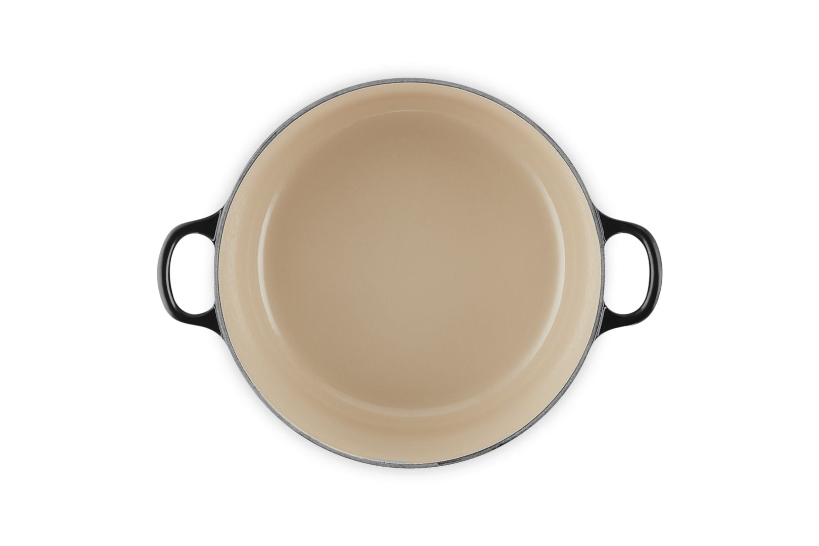 Le creuset rund gryderet med glaslåg 24 cm, sort onyx