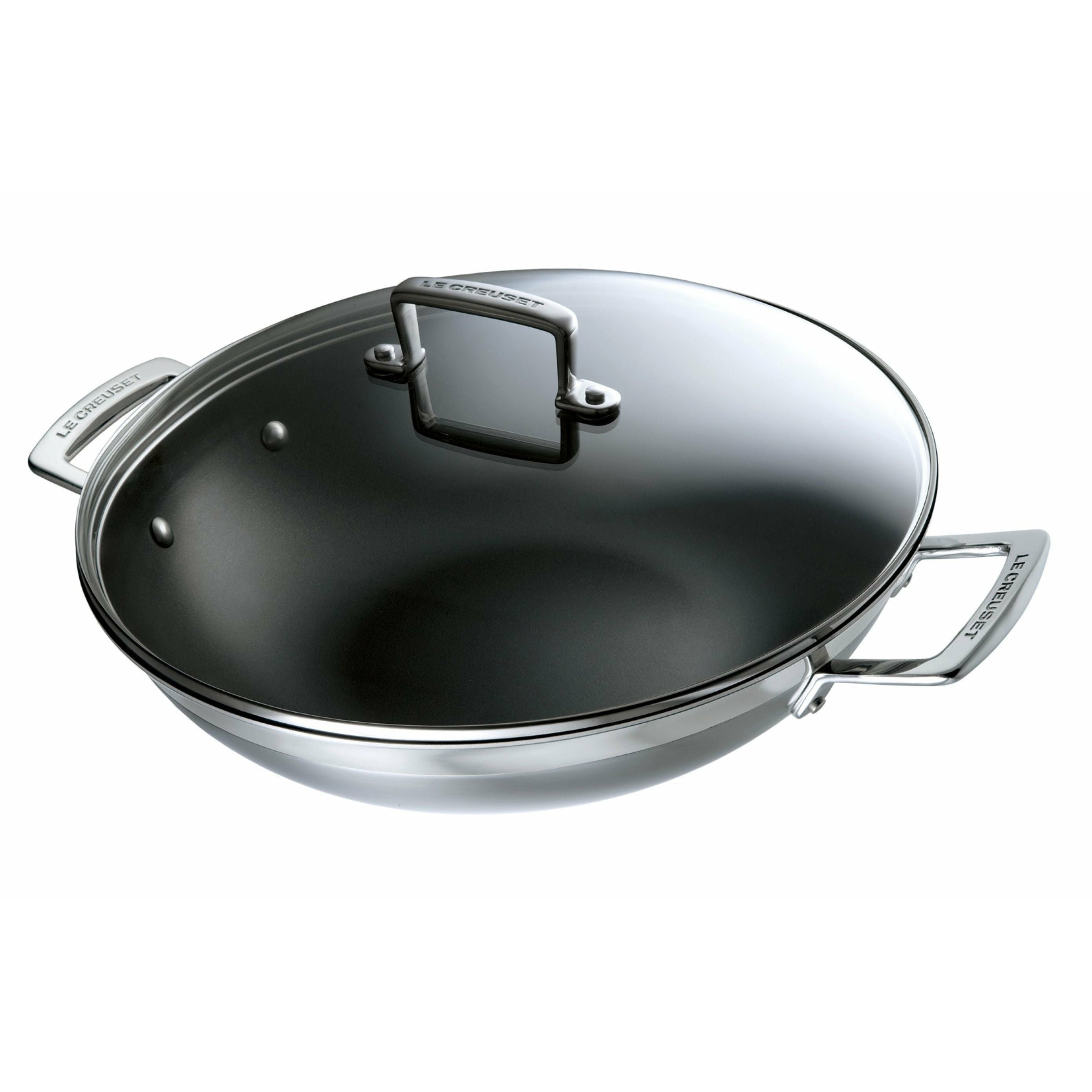 Le Creuset 3 capas de acero inoxidable Wok con tapa de vidrio 4.3 L, 30 cm