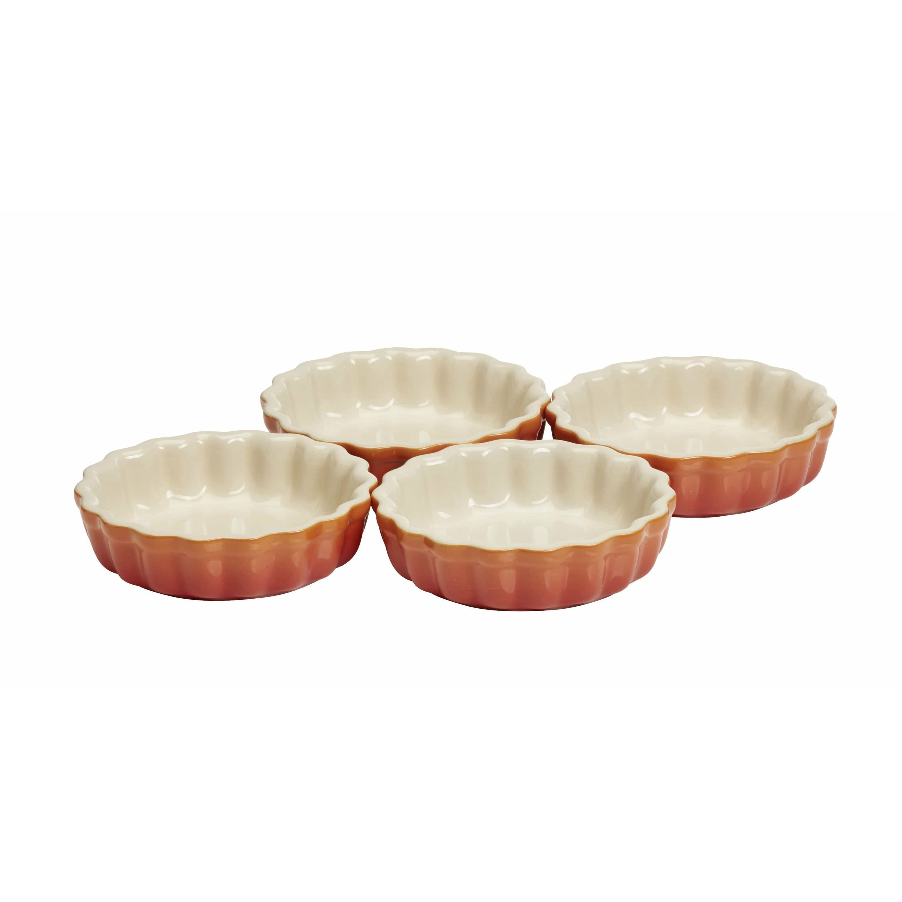 LE Creuset Heritage Juego de 4 moldes de tarta 11 cm, horno rojo