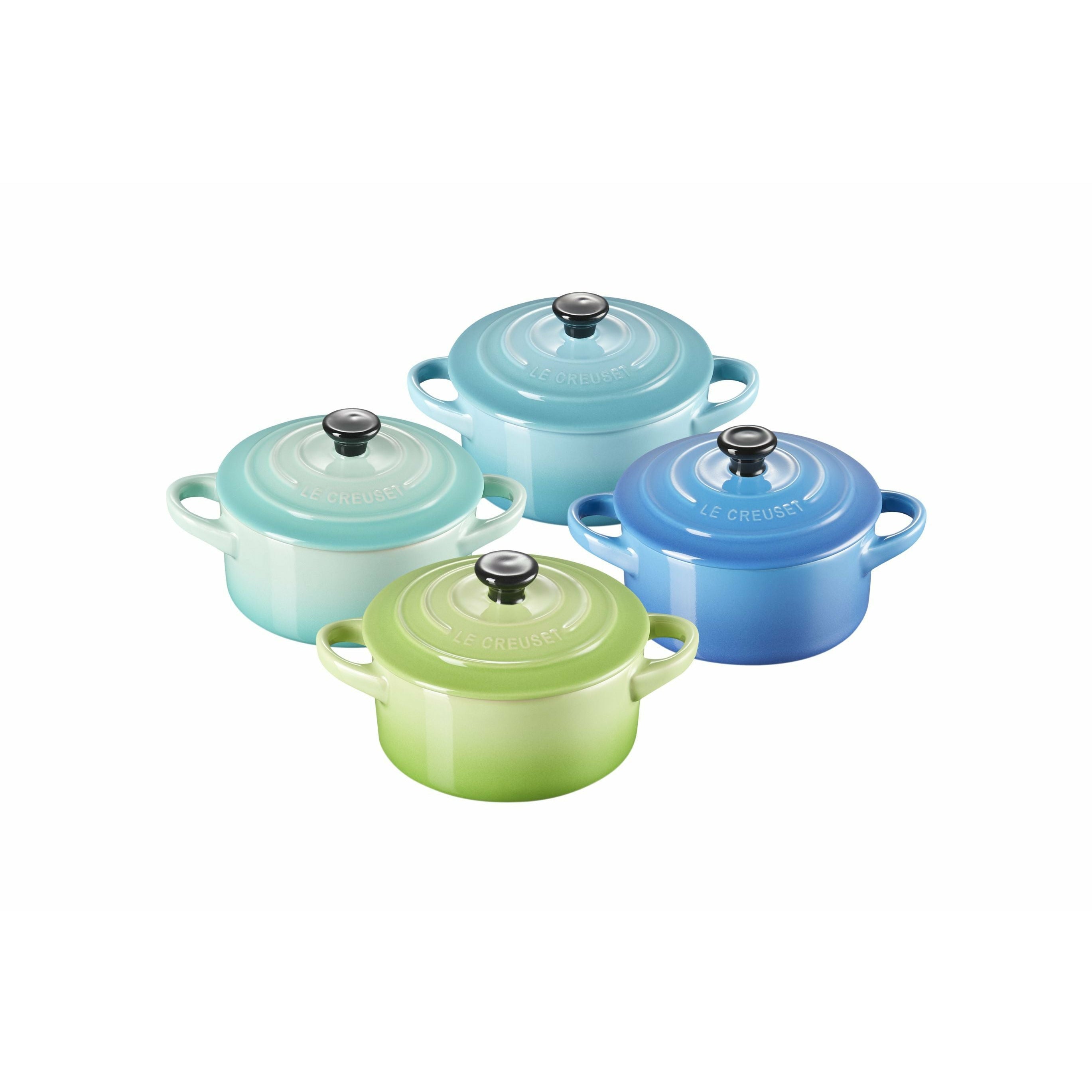 Le creuset mini cocotte 10 x 5 cm blå, 4 stk.