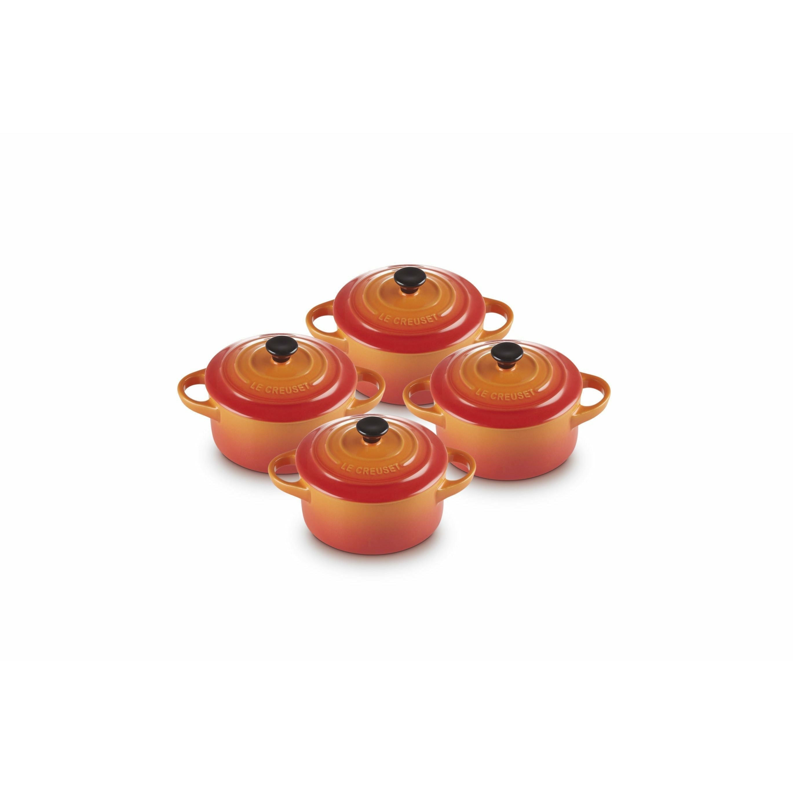 Le Creuset Mini Cocotte 10 x 5 cm de horno rojo, 4 pcs.