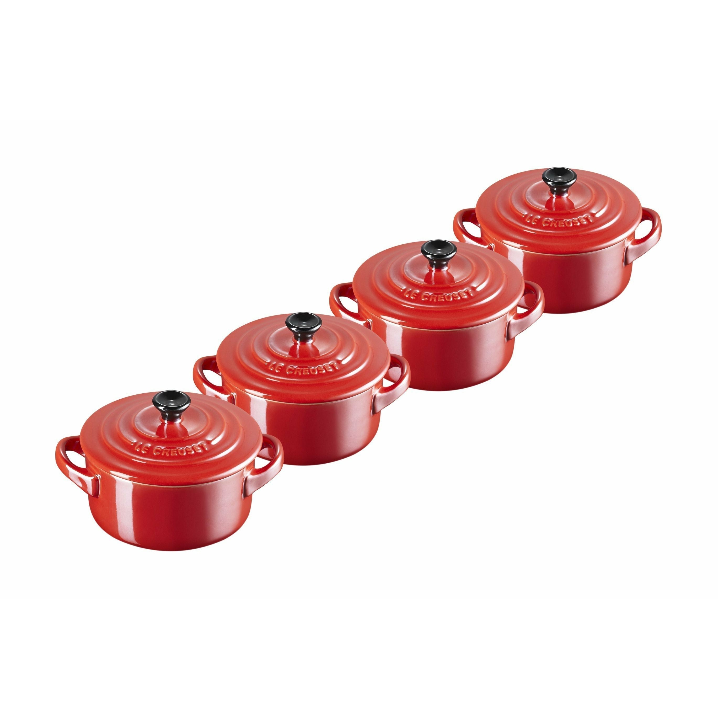 Le Creuset Mini Cocotte Metallics 10 x 5 cm rouge cerise, 4 pcs.