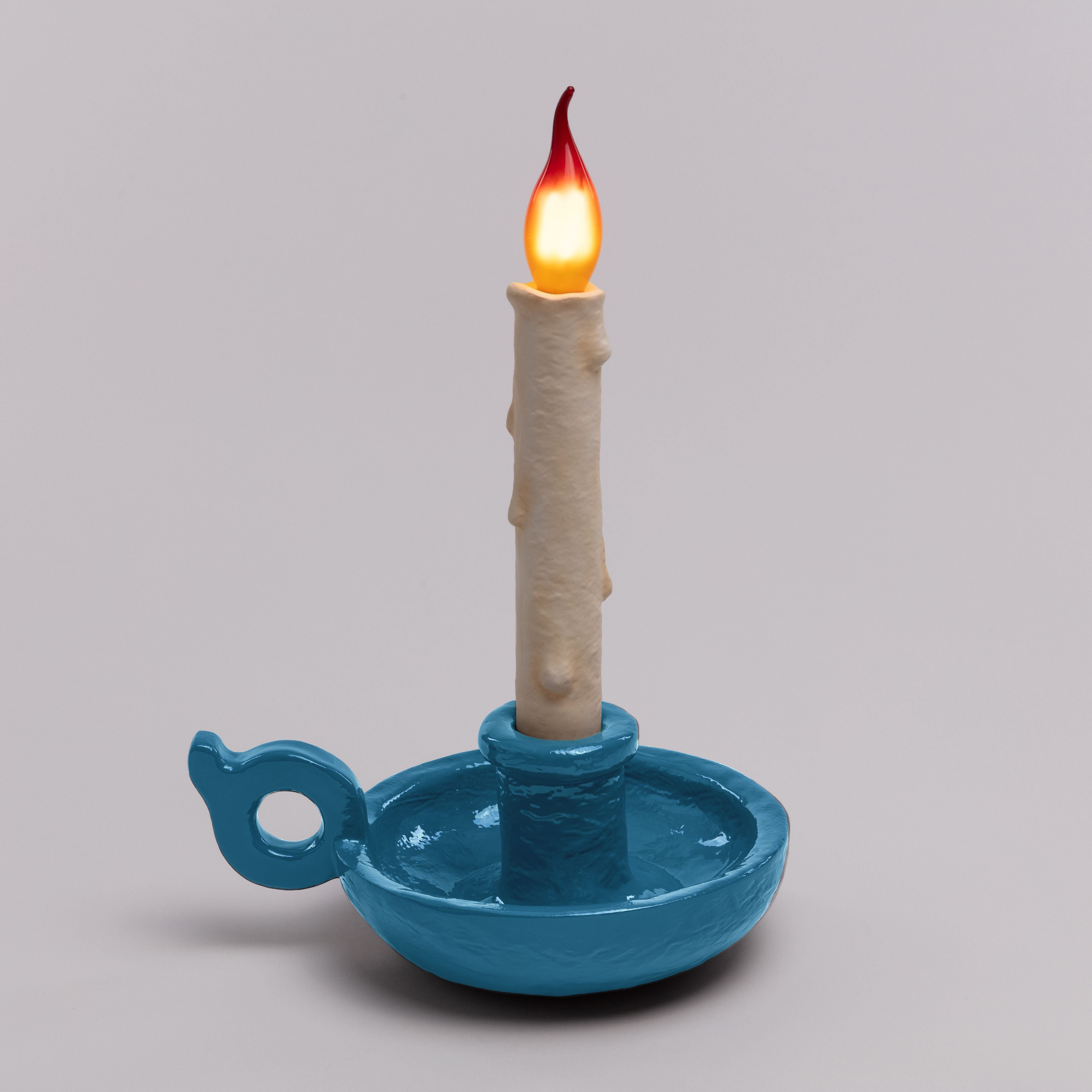 Lámpara LED recargable de Seletti Bugia, azul