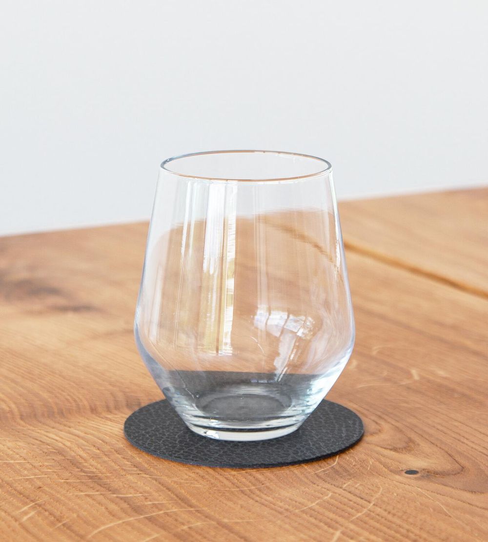 Lind ADN Circle Glass Coaster Cuero, antracita negra