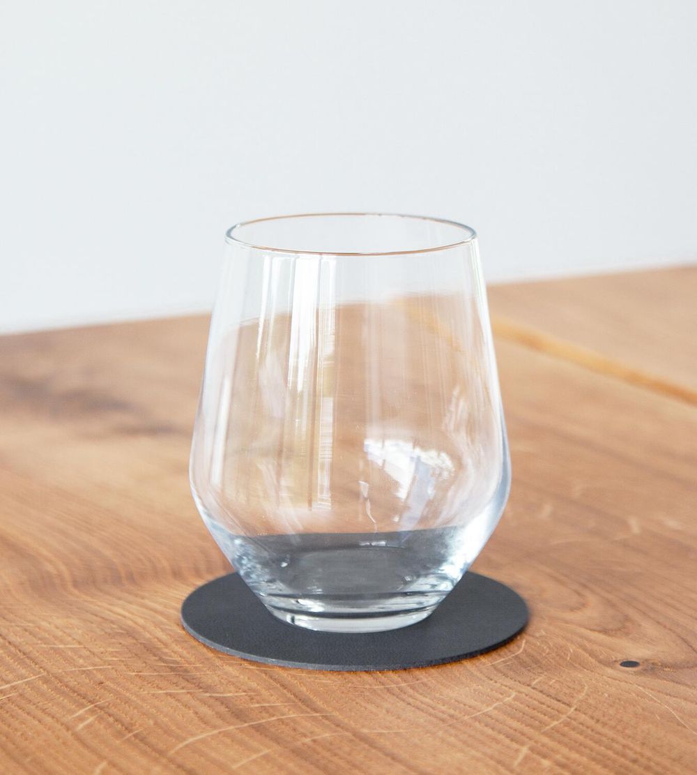 Lind DNA Circle Glass Coaster Nupo Leder, Anthrazit