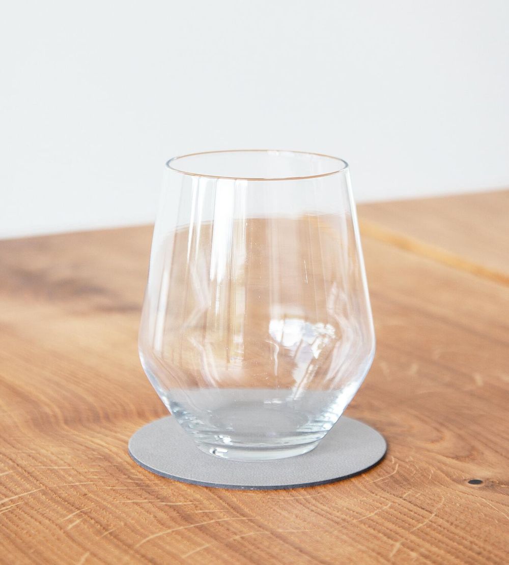 Lind DNA Circle Glass Coaster Nupo Leder, hellgrau