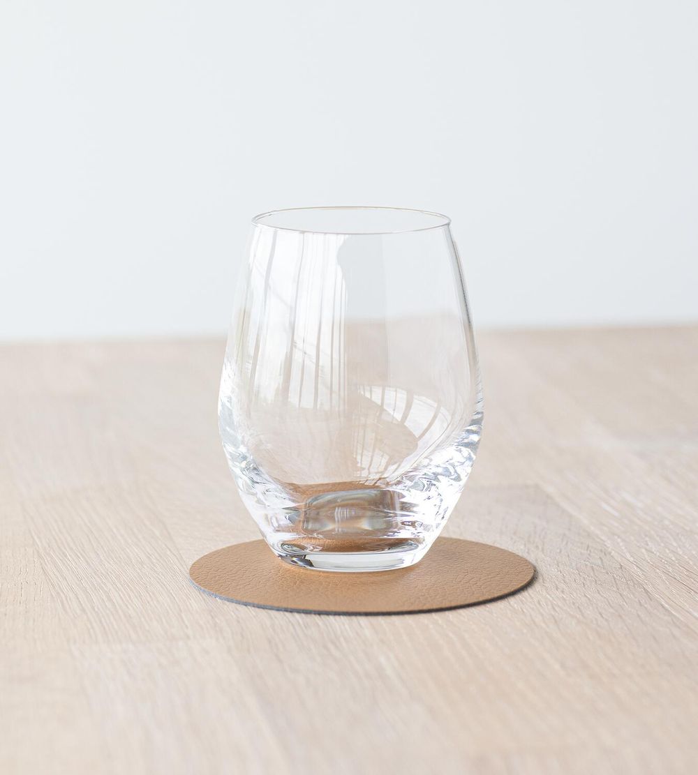 Lind DNA Circle Glass Coaster lugnt läder, naturligt