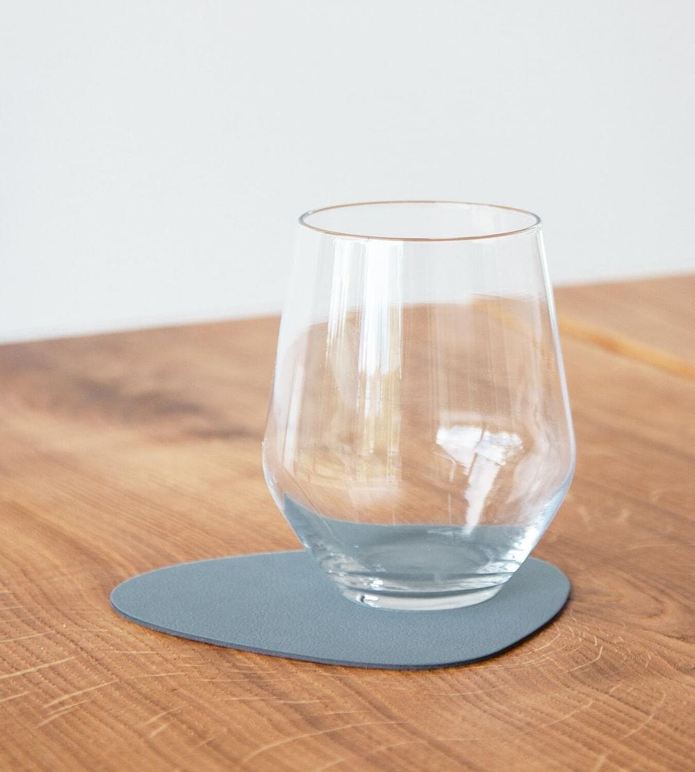 Lind Dna Curve Glass Coaster Nupo Leather, Light Blue