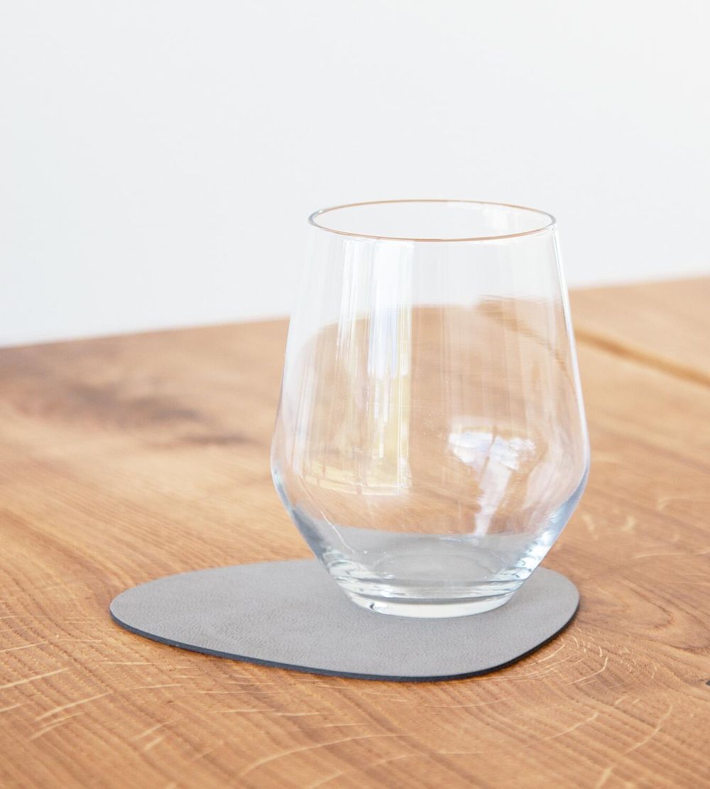 Lind Dna Curve Glass Coaster Nupo Leather, Light Grey