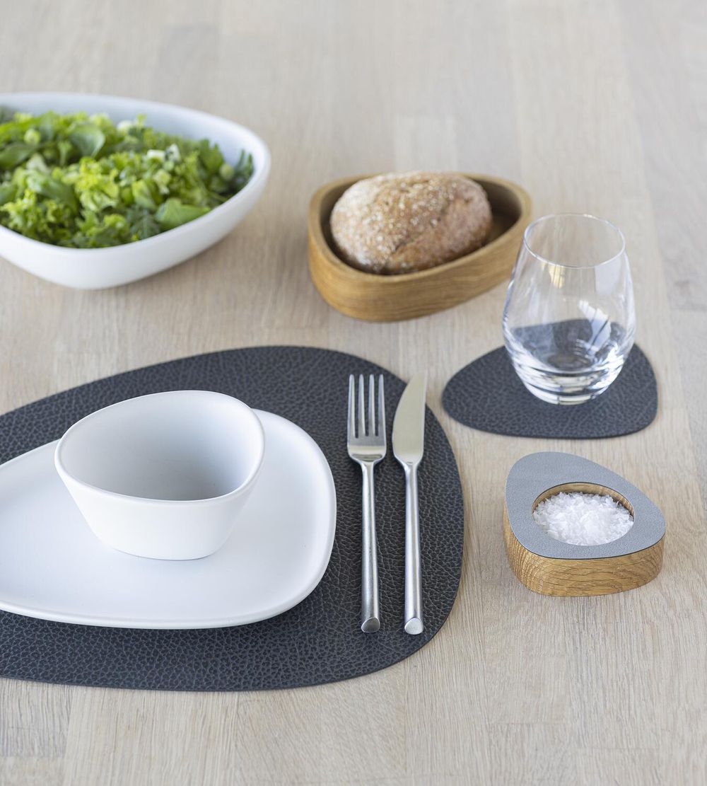 Lind -DNA -Kurve -Placemat Hippo Leder M, schwarzer Anthrazit