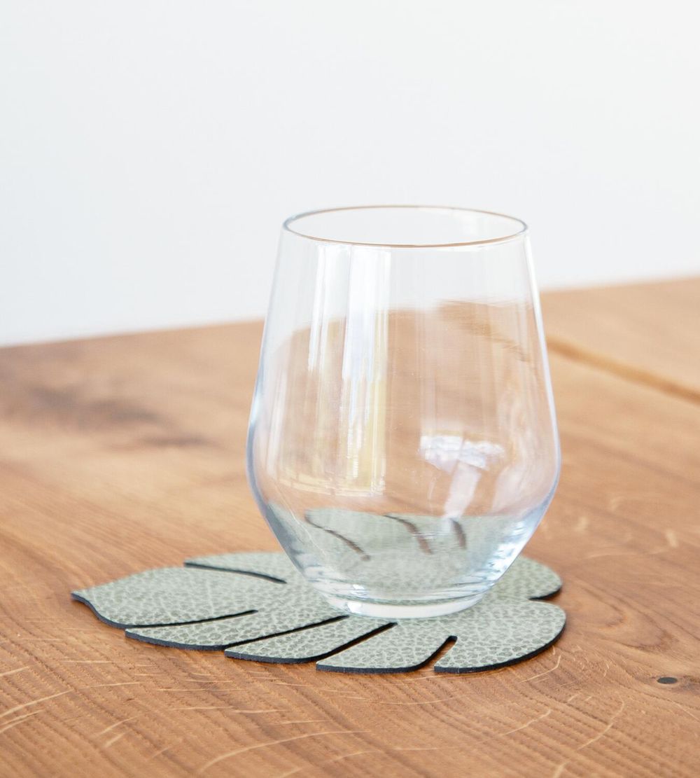 Lind ADNa Leaf Verre Coaster Hippo Le cuir, vert olive