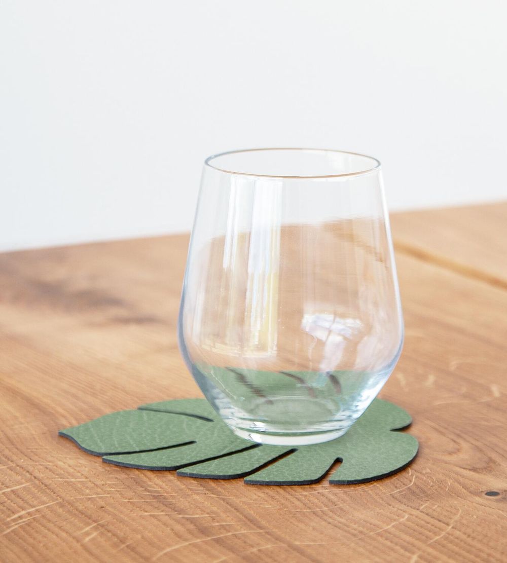 Lind DNA Leaf Glass Coaster Hippo Leather, Forest Green