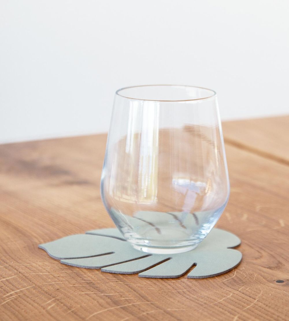 Lind ADNa Leaf en verre coaster nupo cuir, vert olive