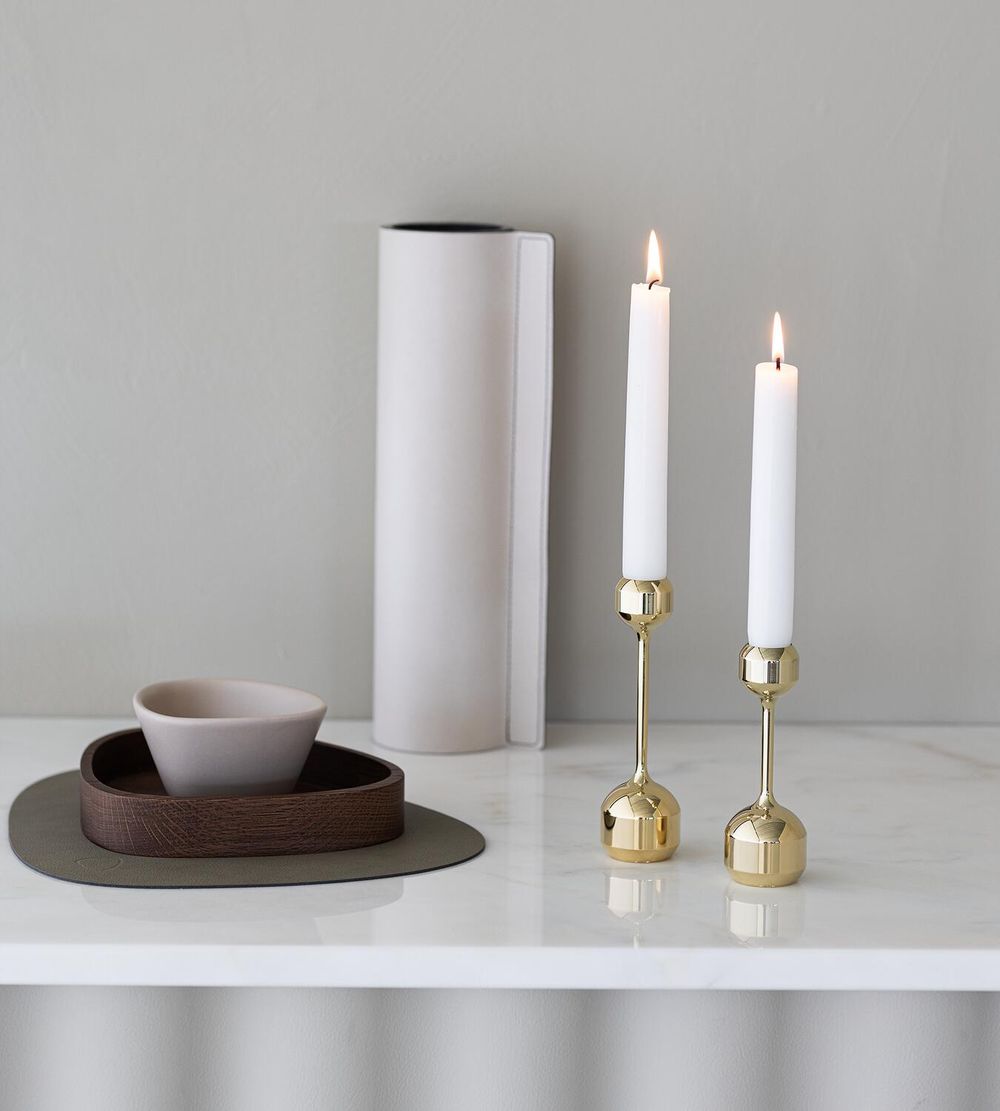 Lind DNA Silhouette Set 120+145 Candle Holder, guld