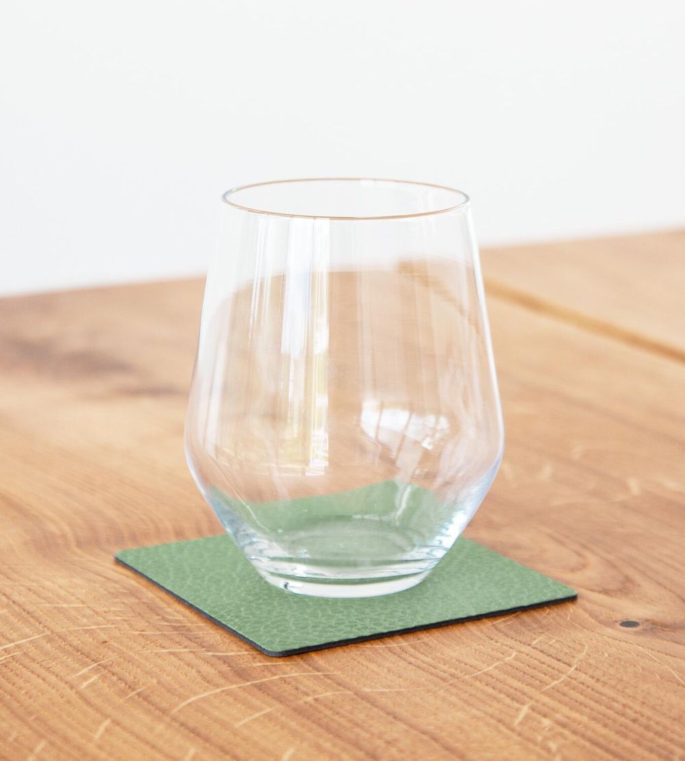 Lind DNA Square Glass Coaster Hippo Leder, Waldgrün