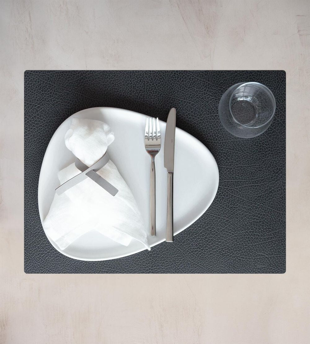 Lind DNA Square Placemat Hippo Leather L, anthracite noir