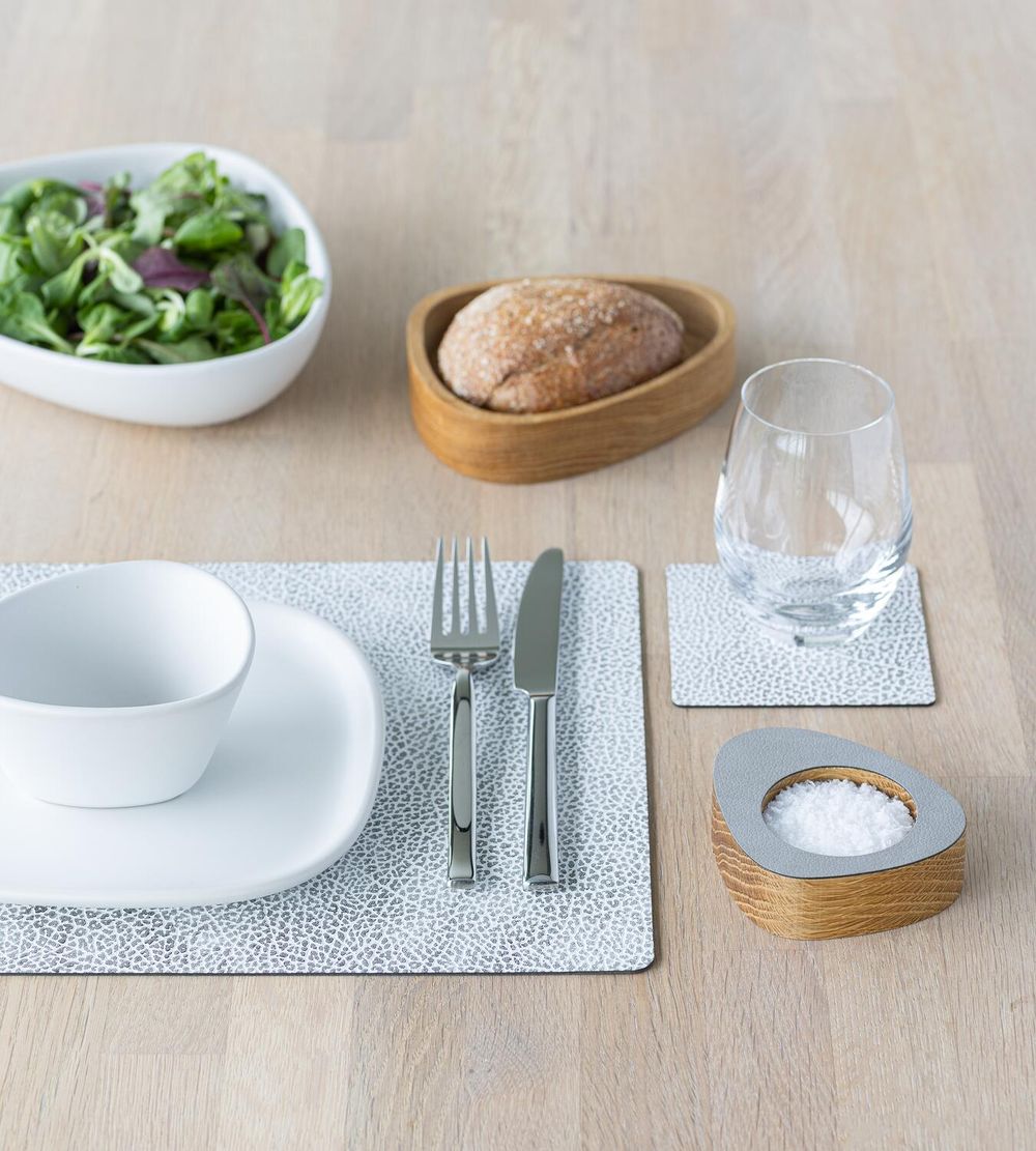 Lind DNA Square Placemat Hippo Leather M, gris blanc