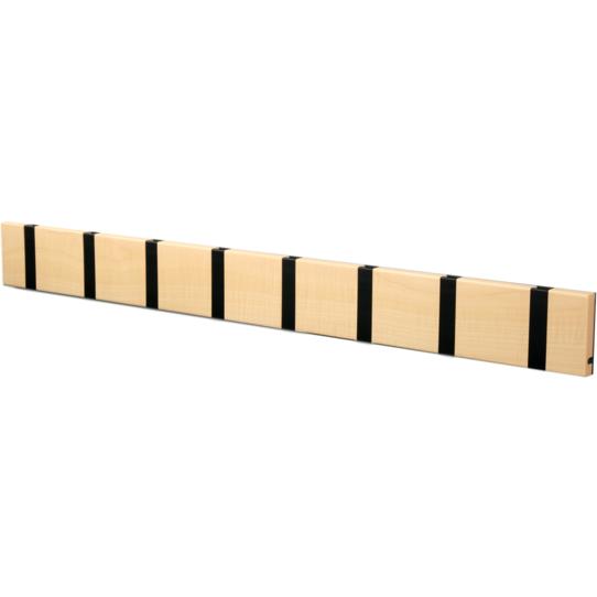 Loca Knax Horizontal Coat Rack 8 Hook, Maple no tratado/Negro