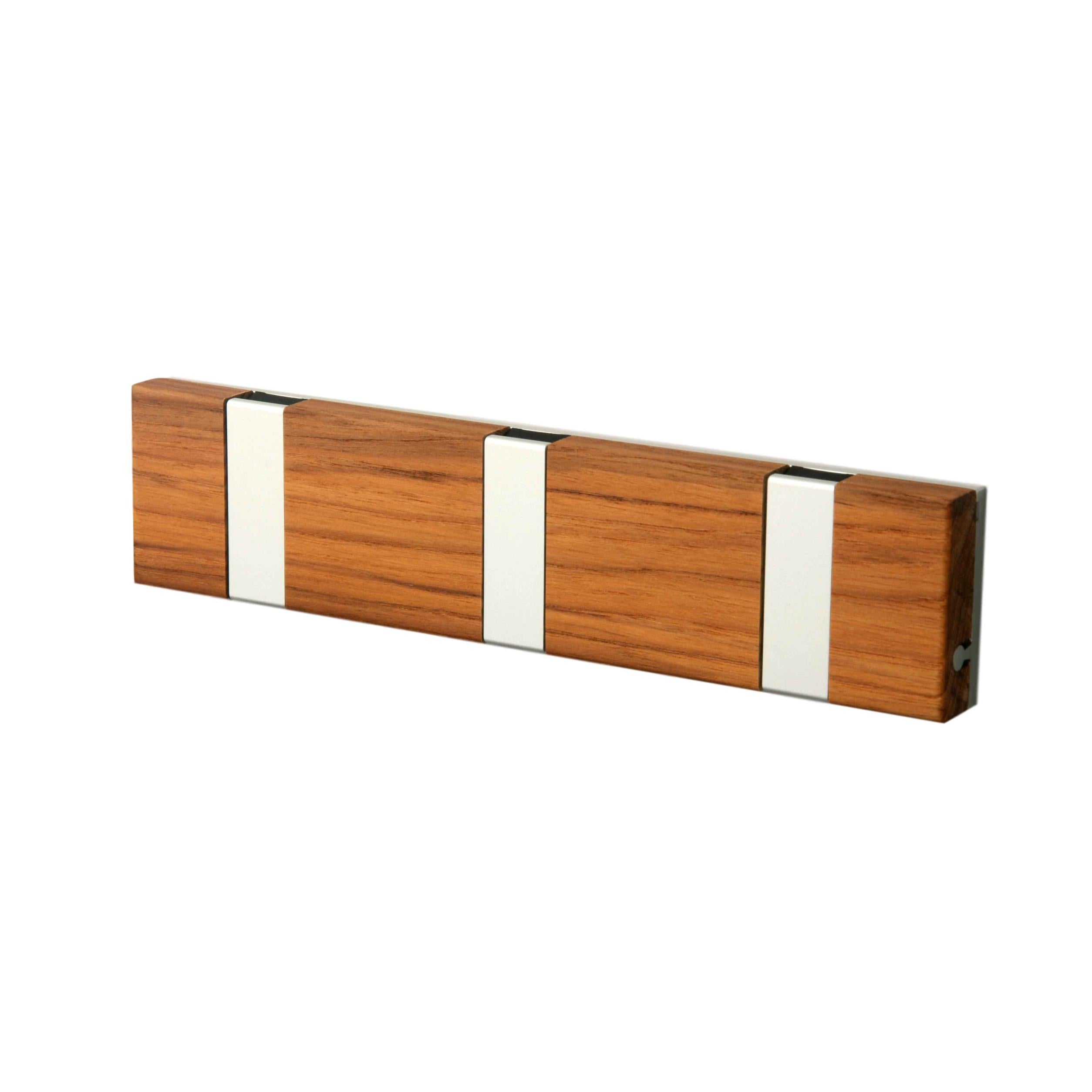 Loca Knax Lite Horizontal Coat Rack 3 Hooks, Teak Oiled/Grey