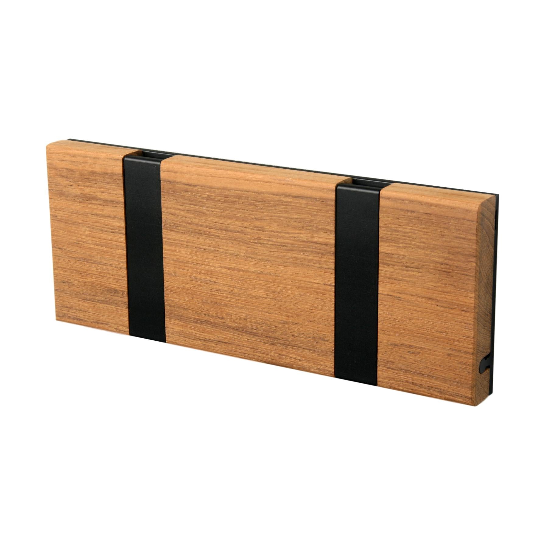 Loca Knax horizontale laagrek 2 haken, teak onbehandeld/zwart