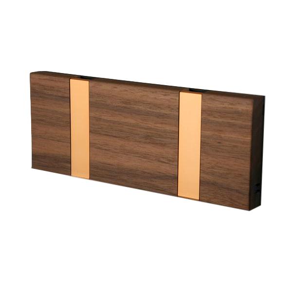 Loca Knax Horizontal Coat Rack 2 Ganchs, Nuez Oiled/Cobre