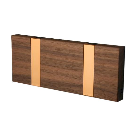 Loca Knax Horizontal Coat Rack 2 Hooks, Walnut Oiled/Copper