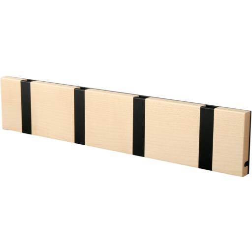 Loca Knax Horizontal Coat Rack 4 ganchos, enjabón de arce/negro