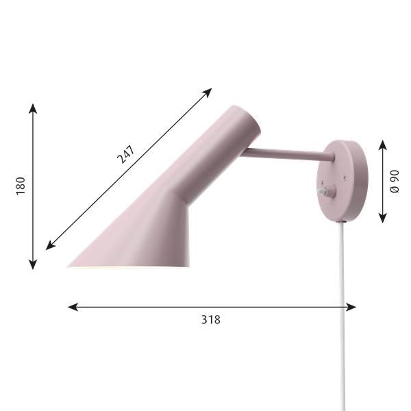 Louis Poulsen Aj Wall Lamp, Pale Rose