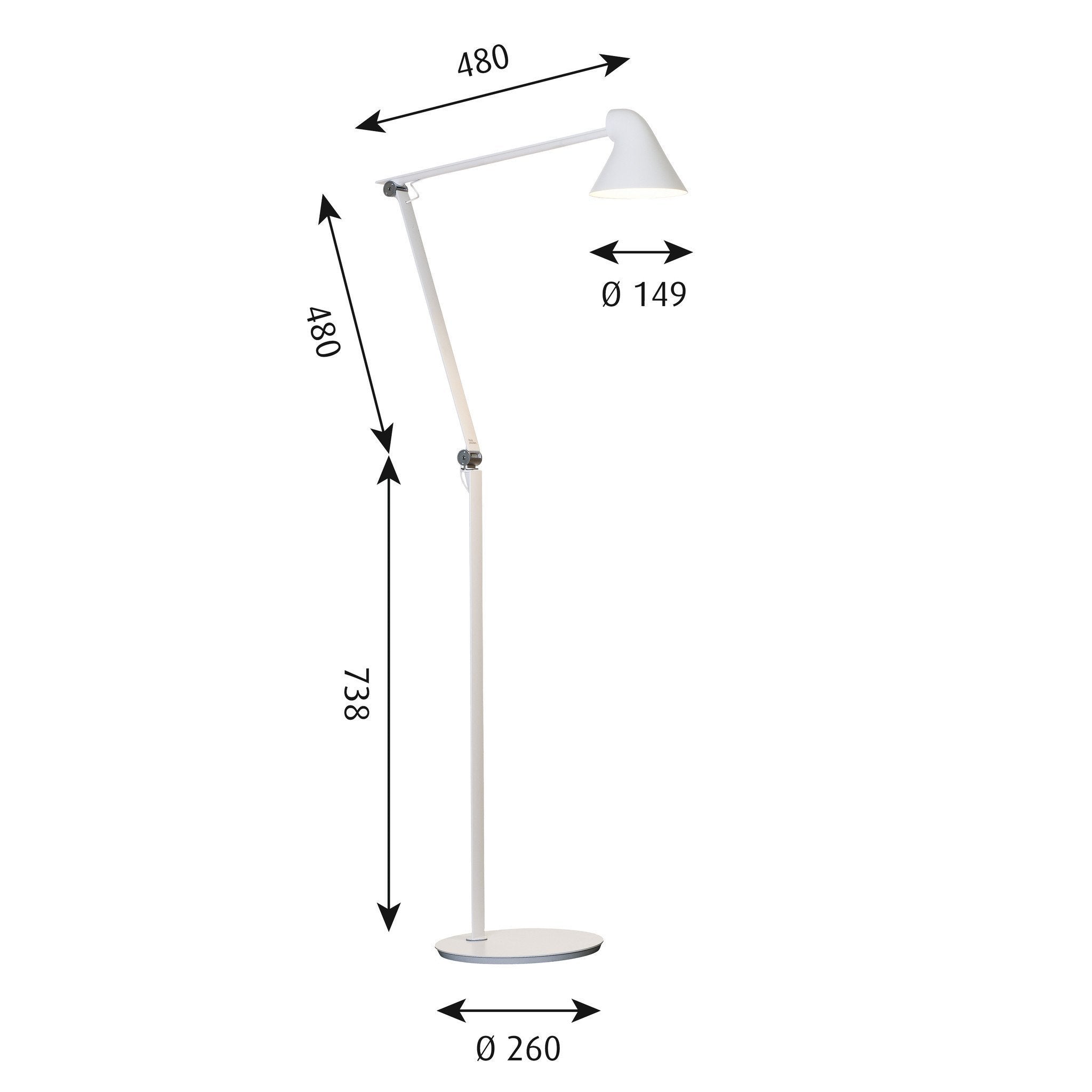 Lampadaire NJP Louis Poulsen, blanc, blanc