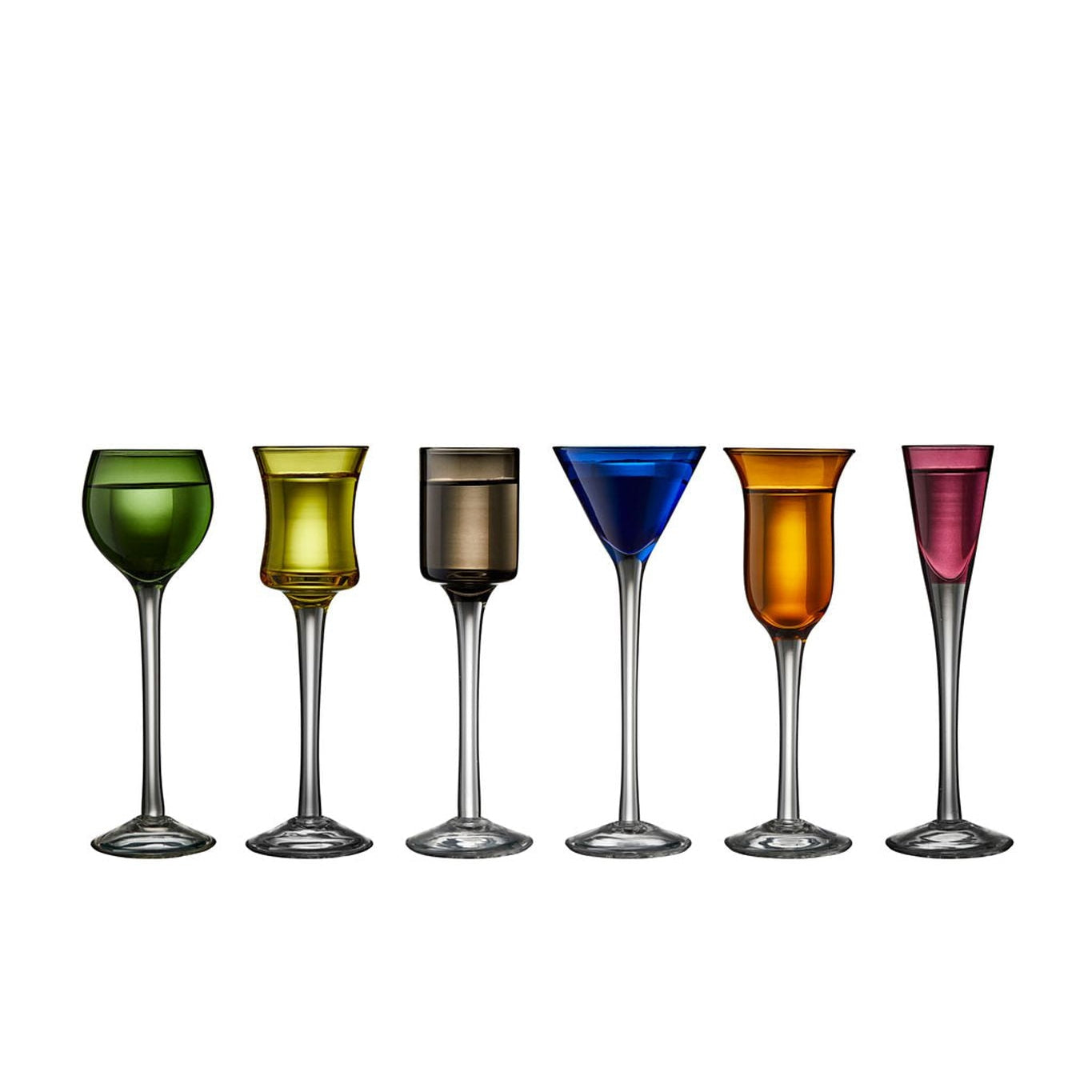 Lyngby Glas Schnapps Glass forskellige farver, 6 stk.