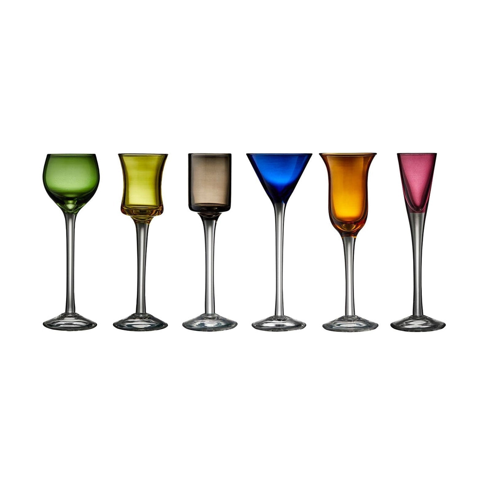 Lyngby Glas Schnapps Glass blandade färger, 6 st.