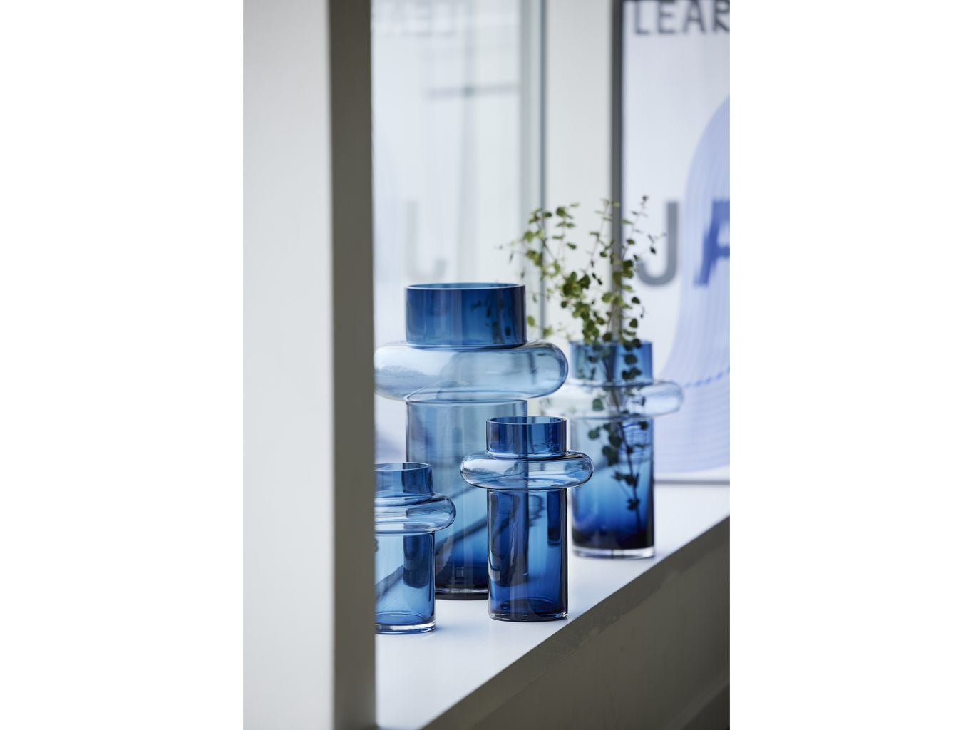 Lyngby Glas Tube Vase H: 20 Cm, Dark Blue