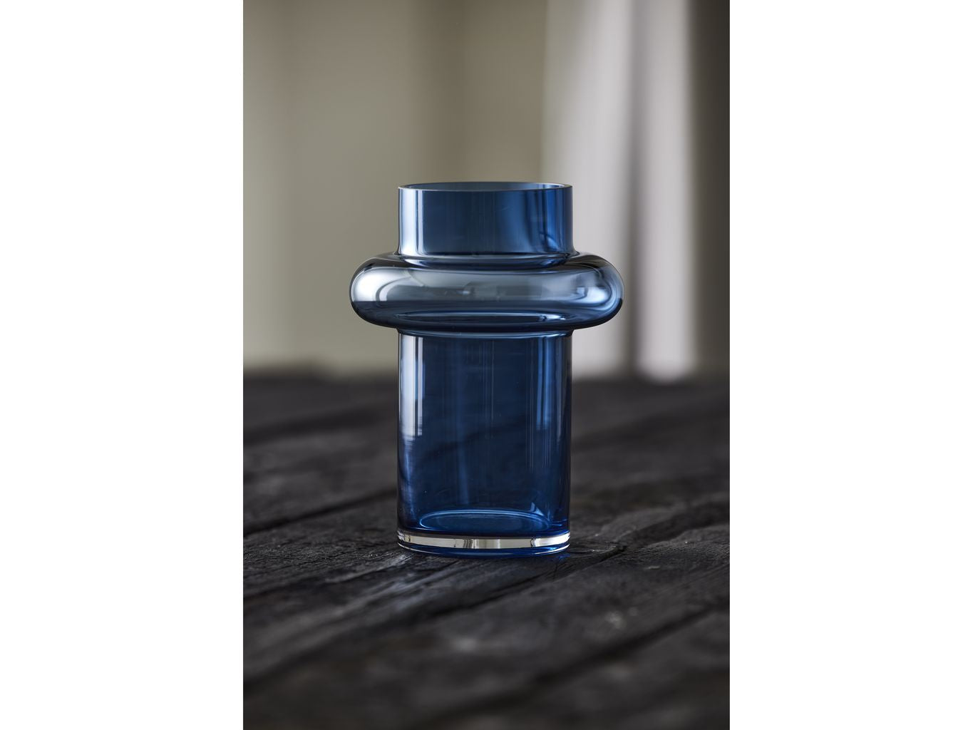 Lyngby Glas Tube Jarrón H: 20 cm, azul oscuro