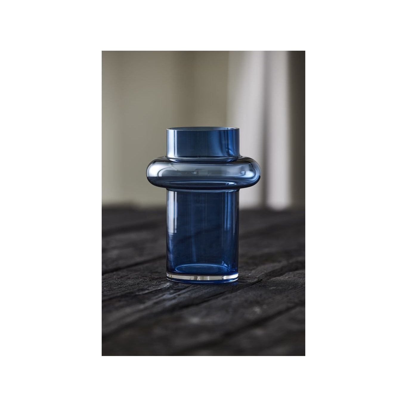 Lyngby Glas Tube Jarrón H: 20 cm, azul oscuro