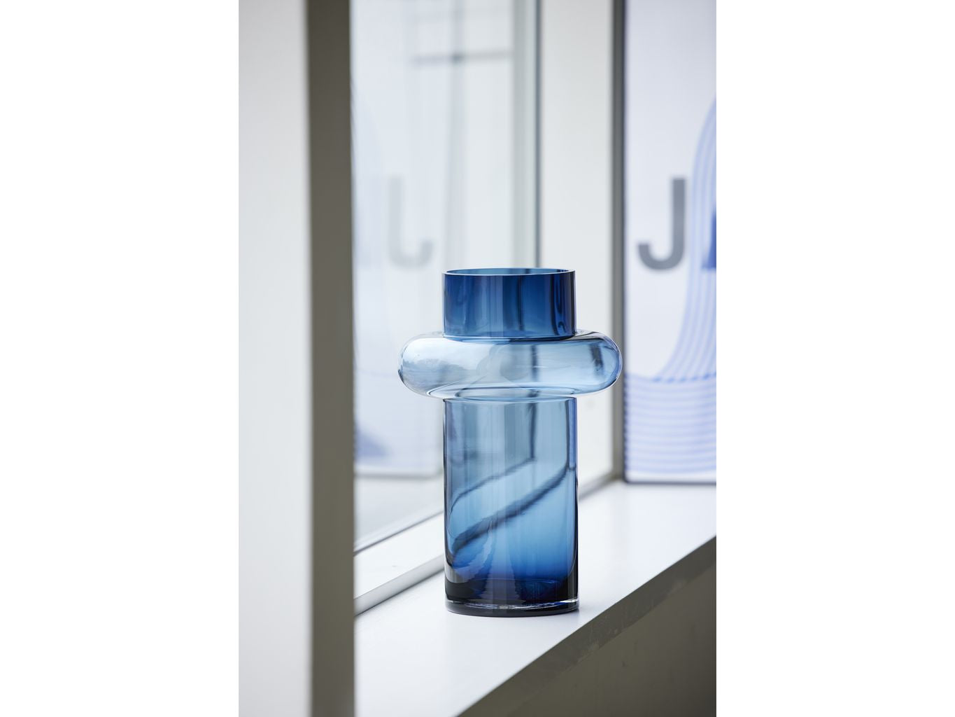 Lyngby Glas Tube Jarrón H: 25 cm, azul oscuro