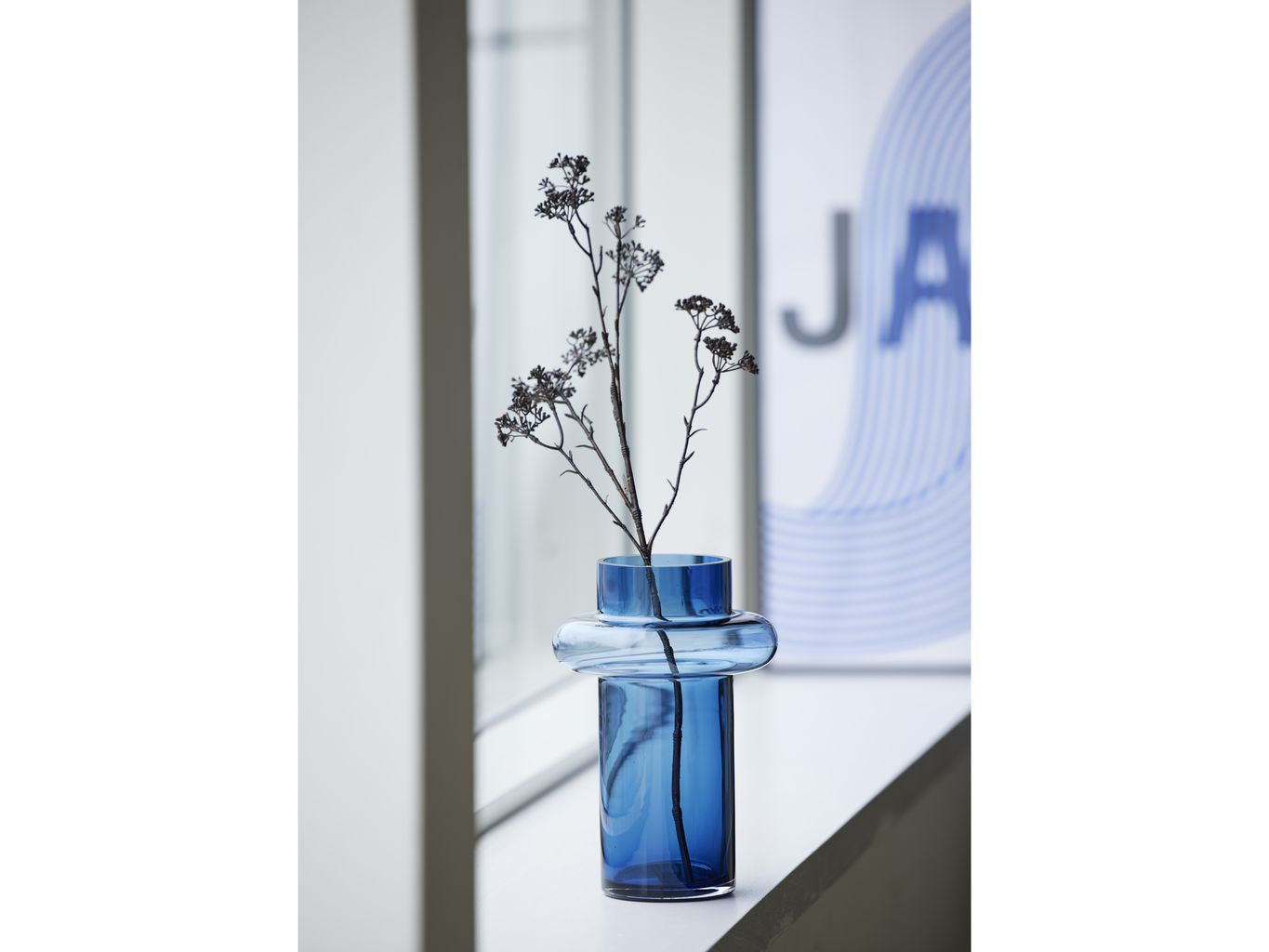 Lyngby Glas Tube Vase H: 25 cm, dunkelblau